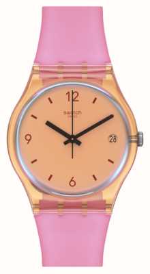 Swatch Coral Dreams mostrador laranja / pulseira de silicone rosa SO28O401