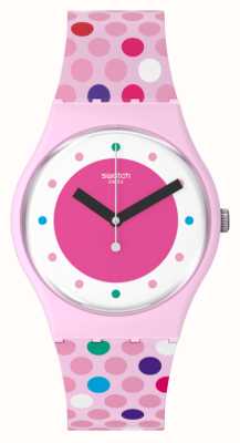 Swatch Soprando bolhas mostrador rosa / pulseira de silicone de bolinhas rosa SO28P109