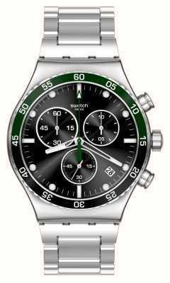 Swatch Mostrador preto irony verde escuro / pulseira de aço inoxidável YVS506G
