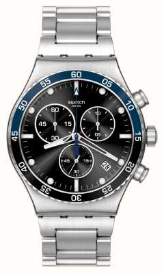 Swatch Mostrador preto irony azul escuro / pulseira de aço inoxidável YVS507G