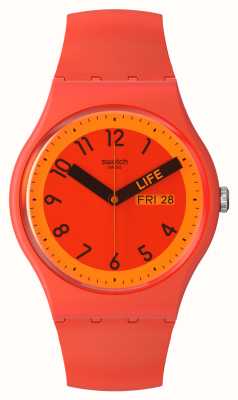 Swatch Orgulhosamente vermelho mostrador vermelho pulseira de silicone vermelho SO29R705