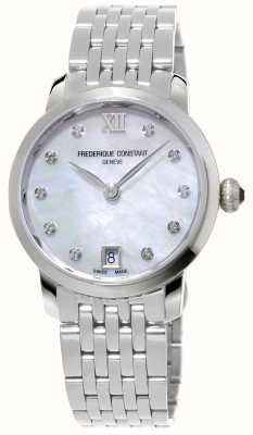 Frederique Constant Relógio feminino clássico fino (30 mm) em madrepérola / pulseira em aço inoxidável FC-220MPWD1S26B