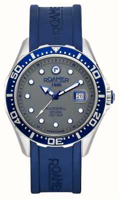 Roamer Rockshell mkiii mostrador cinza scuba / pulseira de silicone azul 867833 41 55 02