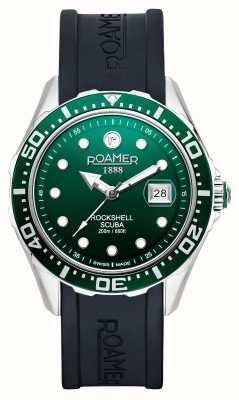 Roamer Rockshell mkiii scuba mostrador verde / pulseira de silicone preta 867833 41 75 02