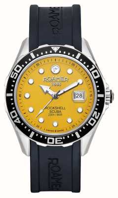Roamer Rockshell mkiii scuba mostrador amarelo / pulseira de silicone preta 867833 41 95 02