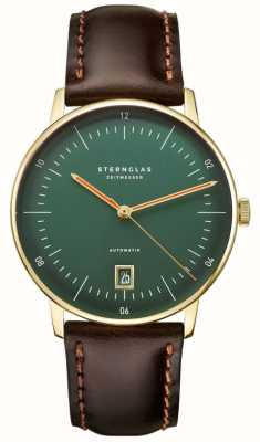STERNGLAS Naos cambridge edição limitada automática (38mm) mostrador verde / couro marrom S02-NAC22-BR01
