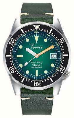 Squale 1521 raio verde (42 mm) mostrador verde esfumaçado / pulseira de couro italiano verde 1521PROFGR.PVE