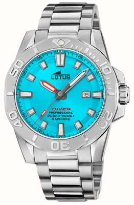 Lotus Homem mergulhador (44,5 mm) mostrador azul / pulseira de aço inoxidável L18926/2