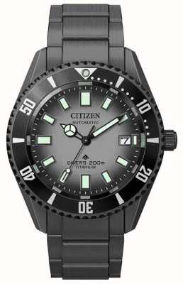 Citizen Relógio masculino promaster automático (41 mm) cinza / pulseira super titânio preto NB6025-59H