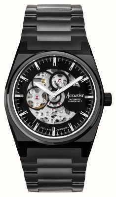Accurist Relógio esqueleto preto masculino Origin (41 mm) / pulseira de aço inoxidável banhado a íon preto 70023
