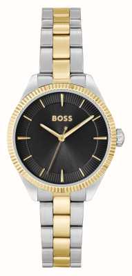 BOSS Sage (32mm) mostrador preto / ouro bicolor e pulseira de aço inoxidável 1502730