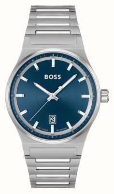 BOSS Candor (41mm) mostrador azul / pulseira de aço inoxidável 1514076