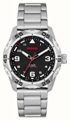 HUGO #trek (42mm) mostrador preto / pulseira de aço inoxidável 1530332