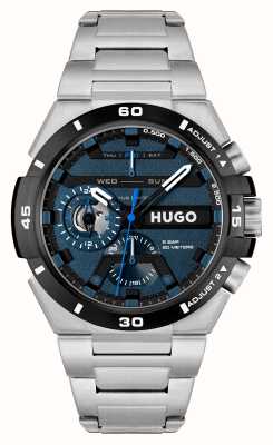HUGO #wild (46mm) mostrador azul / pulseira de aço inoxidável 1530337
