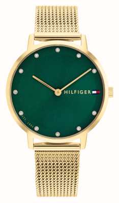 Tommy Hilfiger Pippa feminino (34 mm) mostrador verde / pulseira de malha de aço dourado 1782668