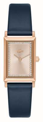 Lacoste Mostrador Catherine (20,7 mm) em ouro rosa / pulseira de couro azul 2001314