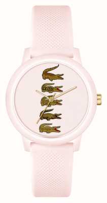 Lacoste Mostrador de crocodilo rosa de 12,12 (36 mm) / pulseira de silicone rosa 2001318