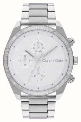 Calvin Klein Relógio masculino Impact (44 mm) branco / pulseira de aço inoxidável 25200356
