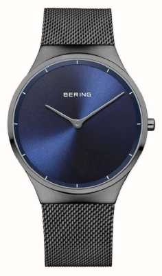 Bering Mostrador azul clássico (38 mm) / pulseira de malha de aço preta 12138-227