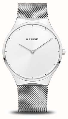 Bering Clássico (38mm) mostrador branco / pulseira de malha de aço 12138-004