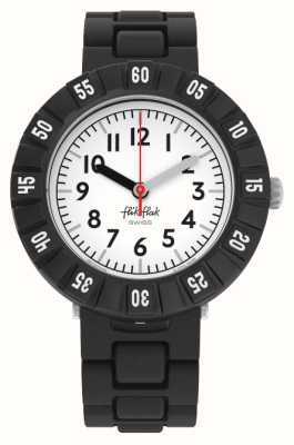 lik Flak Gameland - mostrador branco nível preto (36,70 mm) / pulseira de silicone preta FCSP123