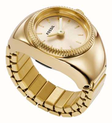 Fossil Relógio com anel (15 mm) mostrador dourado/faixa de expansão em aço inoxidável dourado ES5246