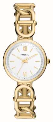 Fossil Carlie (30 mm) mostrador branco / pulseira de corrente em aço inoxidável dourado ES5272