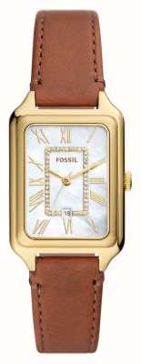 Fossil Mostrador Raquel (26mm) em madrepérola / pulseira de couro marrom ES5307