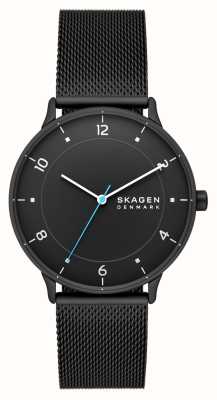 Skagen Riis (40mm) mostrador preto / pulseira de malha de aço preto SKW6886