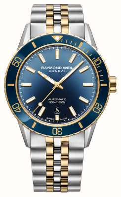 Raymond Weil Freelancer diver (42,5 mm) mostrador azul / pulseira de aço inoxidável bicolor 2775-SP3-50051