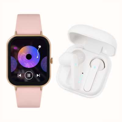 Reflex Active Smartwatch multifuncional Série 23 + conjunto de fones de ouvido sem fio (39 mm) mostrador digital / silicone rosa blush RA23-2166-TWS