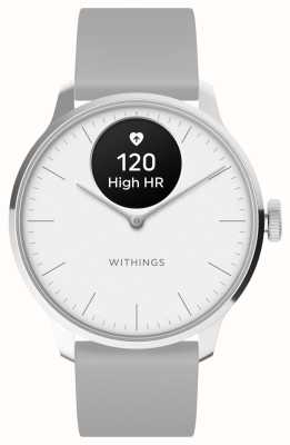 Withings Scanwatch light - smartwatch híbrido (37 mm) mostrador branco / pulseira esportiva premium cinza HWA11-MODEL 3-ALL-INT
