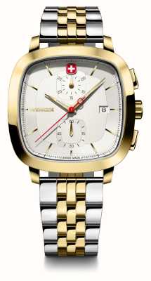 Wenger Relógio masculino vintage clássico crono (40 mm) prateado/pulseira em aço inoxidável de dois tons 01.1933.107