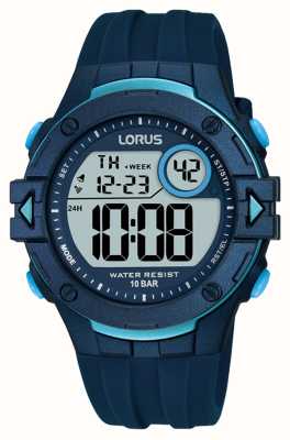Lorus Mostrador digital multifuncional de 100 m (40 mm) / silicone azul escuro R2325PX9
