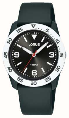 Lorus Mostrador sunray preto de quartzo infantil de 100 m (36,5 mm) / pulseira de poliuretano preta RRX85HX9