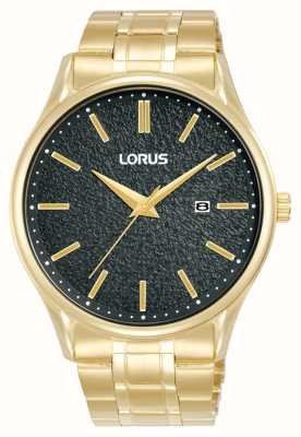 Lorus Data clássica (42 mm) mostrador preto / aço inoxidável pvd dourado RH934QX9