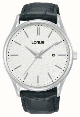 Lorus Data clássica (42 mm) mostrador branco / couro preto RH937QX9