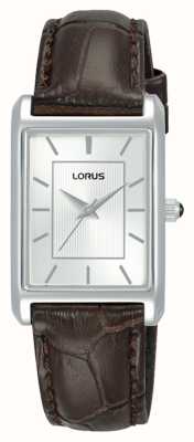 Lorus Mostrador retangular de quartzo (22 mm) branco sunray / couro marrom RG289VX9