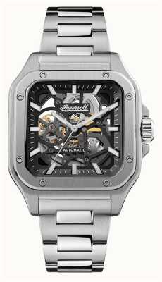 Ingersoll Mostrador esqueleto preto automático Ollie (42 mm) / pulseira de aço inoxidável I14501