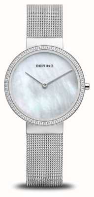 Bering Mostrador clássico feminino (31 mm) em madrepérola / pulseira em malha de aço inoxidável 14531-004