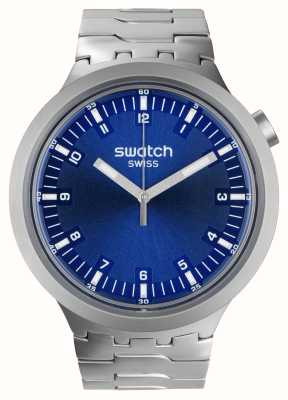 Swatch Grande e ousada ironia índigo hora (47 mm) mostrador azul marinho / aço inoxidável SB07S102G