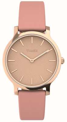 Timex Mostrador feminino transcend (34 mm) em ouro rosa/pulseira de couro rosa TW2V66900