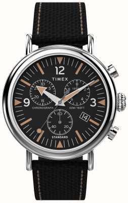 Timex Waterbury Chrono (41 mm) mostrador preto / pulseira de couro em tecido preto TW2V43700