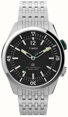 Timex Mergulhador Waterbury (41 mm) mostrador preto / pulseira de aço inoxidável TW2V49700