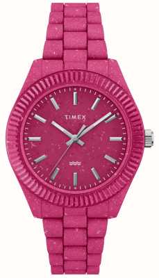 Timex Mostrador rosa legado feminino oceano (37 mm) / pulseira de material oceano rosa #tide TW2V77200