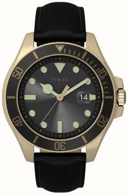 Timex Costa portuária masculina (43 mm) mostrador preto / pulseira de couro preta TW2V42200