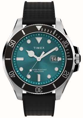 Timex Costa do porto (43 mm) mostrador verde / pulseira de silicone preta TW2V91700