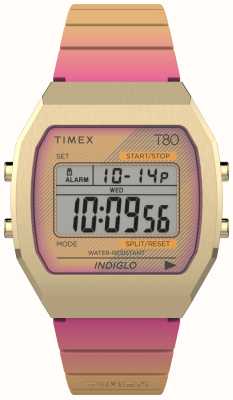 Timex Mostrador digital de 80 (36 mm) / pulseira de resina rosa TW2V74400
