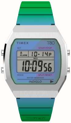 Timex Mostrador digital de 80 (36 mm) / pulseira de resina verde TW2V74500