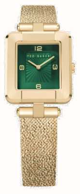 Ted Baker Mayse feminino (24 mm) mostrador verde/pulseira em aço inoxidável dourado BKPMSF306